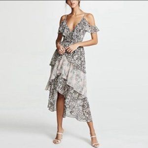 Misa Los Angeles "Idalia Floral" Tiered high/low Maxi Dress- Size Small